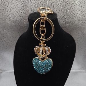 Gold and Blue Heart Crown Pendant